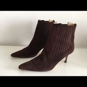 Manolo Blahnik brown suede booties